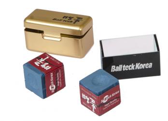 Мел Ball teck PRO II в золотистой металлической коробке (синий) 2 шт